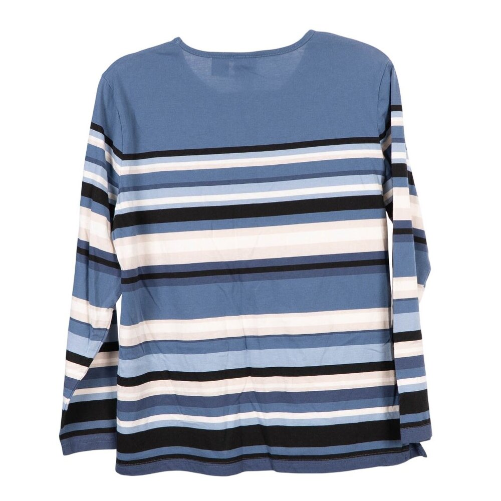Erika Shirt Womens S NWOT Blue White Striped Long Sleeve Top Cotton Blend Basic - Picture 5 of 5
